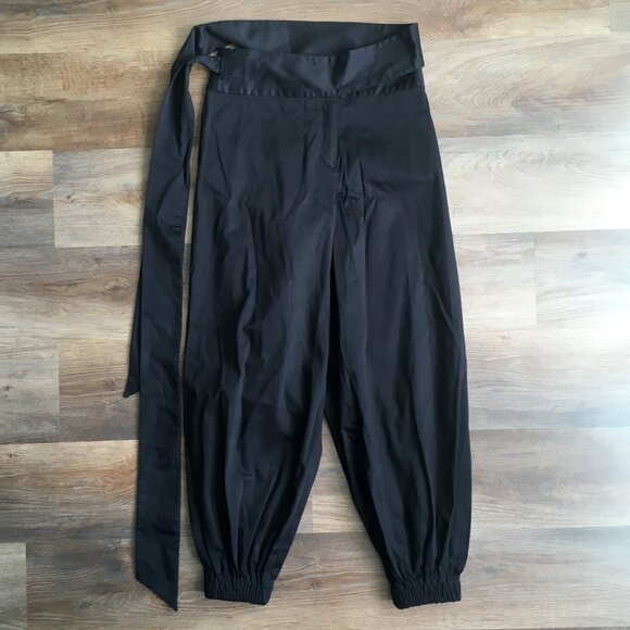 Alexis Janes Black Wide Leg Pants Joggers Belted Harem High Rise Extra Small XS - Picture 5 of 13